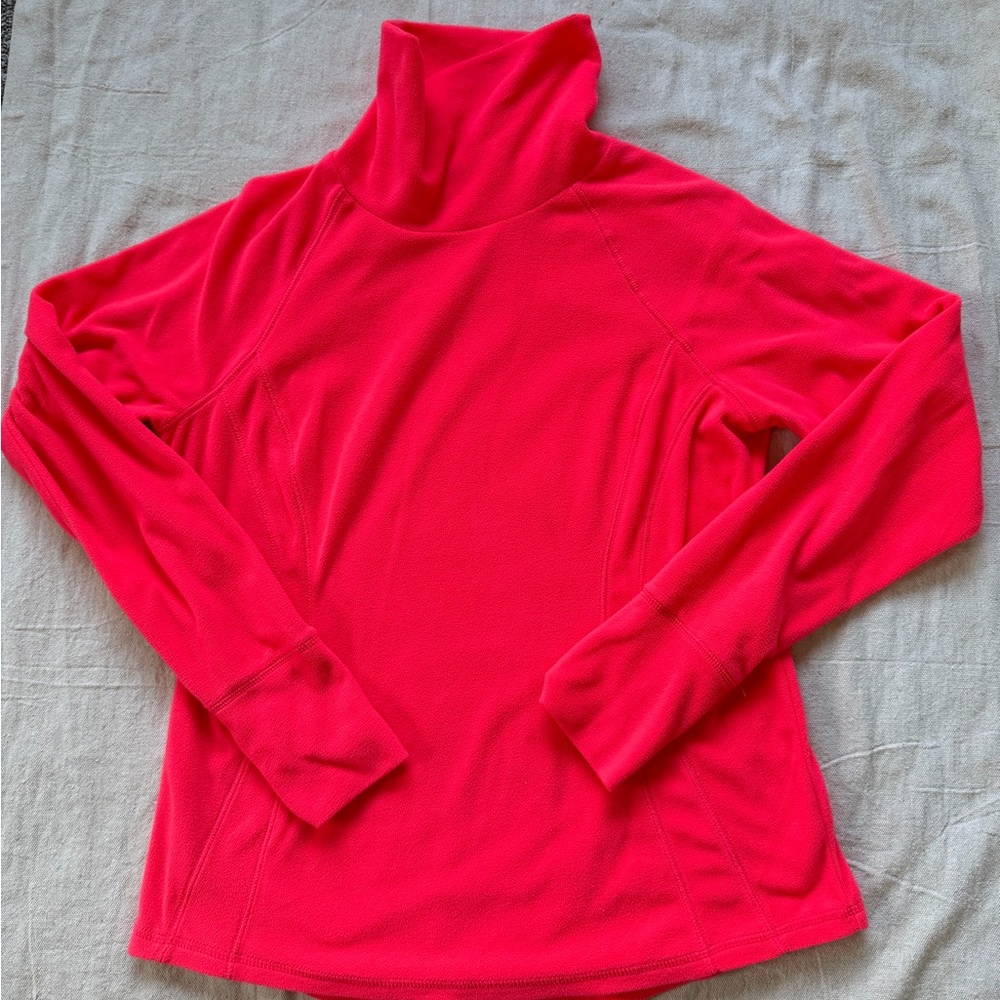 TekGear LS Bright Pink Fleece Turtleneck Athletic Running Pullover Top Large